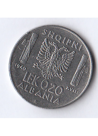 1940 - 0,20 Lek Albania Vittorio Emanuele III Occupazione Italiana BB